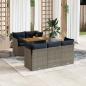 Preview: ARDEBO.de - 6-tlg. Garten-Sofagarnitur mit Kissen Grau Poly Rattan