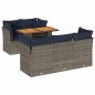 Preview: 6-tlg. Garten-Sofagarnitur mit Kissen Grau Poly Rattan