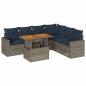 Preview: 7-tlg. Garten-Sofagarnitur mit Kissen Grau Poly Rattan