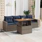 Preview: ARDEBO.de - 5-tlg. Garten-Sofagarnitur mit Kissen Grau Poly Rattan