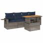 Preview: 5-tlg. Garten-Sofagarnitur mit Kissen Grau Poly Rattan