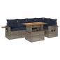 Preview: 6-tlg. Garten-Sofagarnitur mit Kissen Grau Poly Rattan