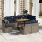 Preview: ARDEBO.de - 9-tlg. Garten-Sofagarnitur mit Kissen Grau Poly Rattan