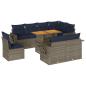 Preview: 9-tlg. Garten-Sofagarnitur mit Kissen Grau Poly Rattan