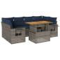 Preview: 7-tlg. Garten-Sofagarnitur mit Kissen Grau Poly Rattan