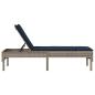 Preview: Sonnenliege mit Auflage Grau 55x200x44 cm Poly Rattan