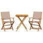 Preview: 3-tlg. Bistro-Set Taupe Stoff und Massivholz