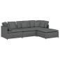 Preview: Modulares Sofa mit Fu?hocker Kissen Stoff Dunkelgrau