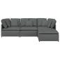 Preview: Modulares Sofa mit Fu?hocker Kissen Stoff Dunkelgrau
