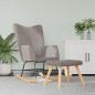 Preview: ARDEBO.de - Schaukelstuhl mit Hocker Stoff Taupe