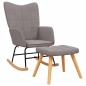 Preview: Schaukelstuhl mit Hocker Stoff Taupe