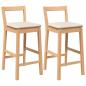 Preview: Barhocker mit Kissen 2 Stk. Natur Massivholz Gummibaum