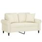 Preview: 2-Sitzer-Sofa mit Zierkissen Creme 120 cm Samt