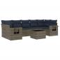 Preview: 8-teiliges Gartensofa-Set mit Kissen, grau, Polyrattan