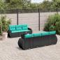 Preview: ARDEBO.de - 8-teiliges Gartensofa-Set mit Kissen, schwarzes Polyrattan