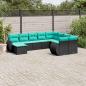 Preview: ARDEBO.de - 10-teiliges Gartensofa-Set mit Kissen, schwarzes Polyrattan