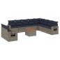 Preview: 11-teiliges Gartensofa-Set mit Kissen, grau, Polyrattan