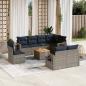 Preview: ARDEBO.de - 9-teiliges Gartensofa-Set mit Kissen, grau, Polyrattan