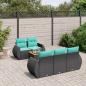 Preview: ARDEBO.de - 6-teiliges Gartensofa-Set mit Kissen, schwarzes Polyrattan