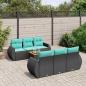Preview: ARDEBO.de - 7-teiliges Gartensofa-Set mit Kissen, schwarzes Polyrattan
