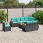 Preview: ARDEBO.de - 9-teiliges Gartensofa-Set mit Kissen, schwarzes Polyrattan