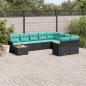 Preview: ARDEBO.de - 10-teiliges Gartensofa-Set mit Kissen, schwarzes Polyrattan