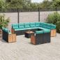 Preview: ARDEBO.de - 13-teiliges Gartensofa-Set mit Kissen, schwarzes Polyrattan