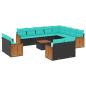 Preview: 13-teiliges Gartensofa-Set mit Kissen, schwarzes Polyrattan