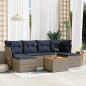 Preview: ARDEBO.de - 7-teiliges Gartensofa-Set mit Kissen, grau, Polyrattan