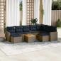 Preview: ARDEBO.de - 10-teiliges Gartensofa-Set mit Kissen, grau, Polyrattan