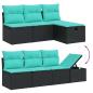Preview: 8-teiliges Gartensofa-Set mit Kissen, schwarzes Polyrattan