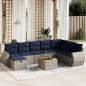 Preview: ARDEBO.de - 9-teiliges Gartensofa-Set mit Kissen, grau, Polyrattan