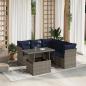 Preview: ARDEBO.de - 6-teiliges Gartensofa-Set mit Kissen, grau, Polyrattan