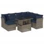 Preview: 8-teiliges Gartensofa-Set mit Kissen, grau, Polyrattan