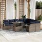 Preview: ARDEBO.de - 10-teiliges Gartensofa-Set mit Kissen, grau, Polyrattan