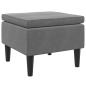 Preview: Hocker mit Holzbeinen Dunkelgrau Samt