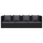 Preview: Garten-Sofabett mit Kissen Poly Rattan Schwarz