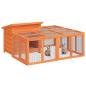 Preview: Kaninchenstall Braun 144x123x67,5 cm Massivholz Kiefer