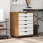 Preview: ARDEBO.de - Rollschrank mit Schubladen MOSS Honigbraun Massivholz Kiefer