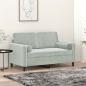 Preview: ARDEBO.de - 2-Sitzer-Sofa mit Zierkissen Hellgrau 120 cm Samt