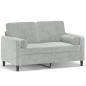 Preview: 2-Sitzer-Sofa mit Zierkissen Hellgrau 120 cm Samt