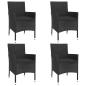 Preview: 5-tlg. Garten-Bistro-Set mit Kissen Schwarz Poly Rattan