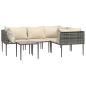 Preview: 5-tlg. Garten-Lounge-Set mit Kissen Grau Poly Rattan