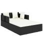 Preview: Sonnenliege mit Kissen Schwarz 182x118x63 cm Poly Rattan
