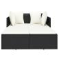 Preview: Sonnenliege mit Kissen Schwarz 182x118x63 cm Poly Rattan