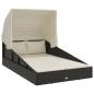 Preview: Sonnenliege mit Faltdach Schwarz 200x114x128 cm Poly Rattan