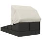 Preview: Sonnenliege mit Faltdach Schwarz 200x114x128 cm Poly Rattan