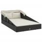 Preview: Sonnenliege mit Faltdach Schwarz 200x114x128 cm Poly Rattan