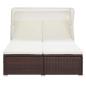 Preview: 2-Personen-Sonnenliege mit Auflage Poly Rattan Braun