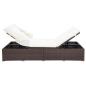 Preview: 2-Personen-Sonnenliege mit Auflage Poly Rattan Braun